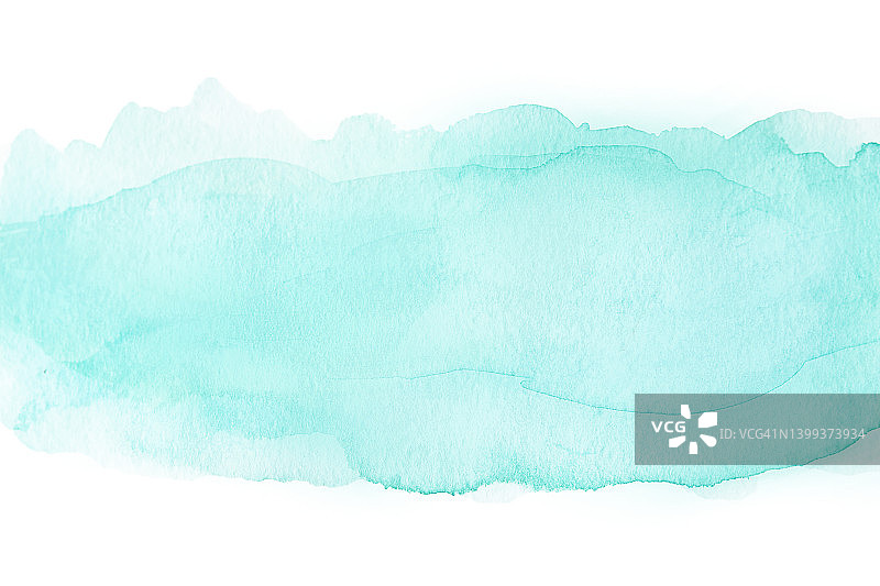 云朵状抽象绿松石色水彩背景图片素材