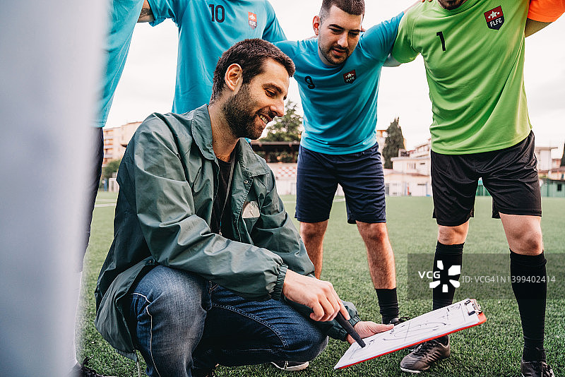 教练给足球队讲解战术图片素材