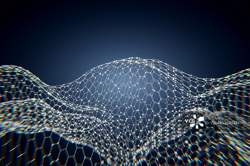 六边形网格线框山丘图片素材