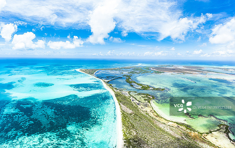 加勒比热带泻湖的白色沙滩图片素材