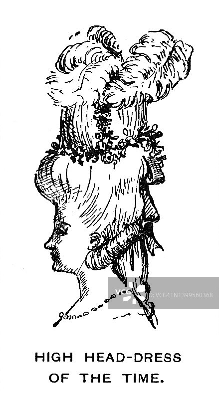 头戴高冠的美丽女性雕刻插图图片素材