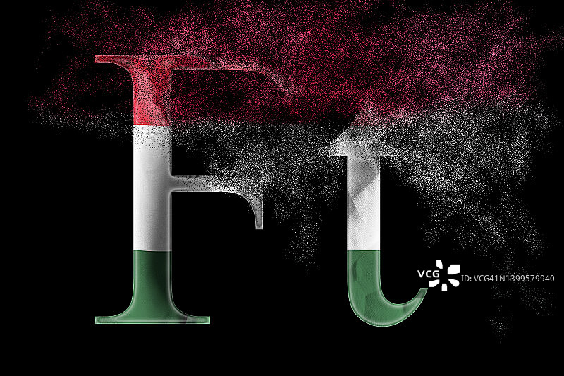 带有匈牙利国旗的消失的匈牙利福林标志图片素材