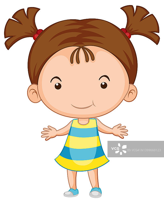 白色背景上的可爱卡通女孩图片素材