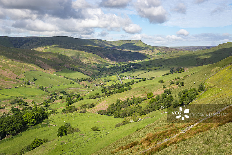 德比郡峰区林地山谷，英格兰图片素材