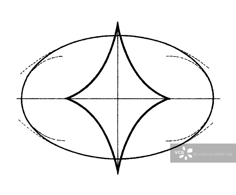 几何曲线超级椭圆复古雕刻插图图片素材