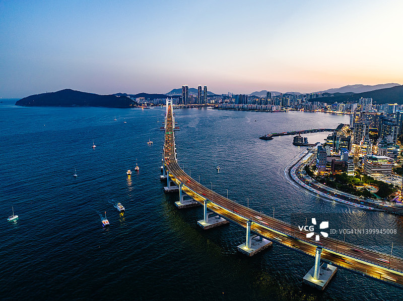 釜山夜景航拍图片素材