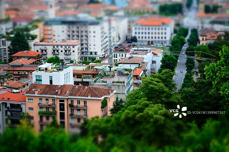 城市街道与建筑俯瞰图图片素材