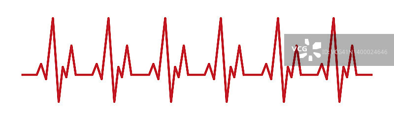 心跳脉冲：白色背景上的红色曲线，医疗测试矢量图图片素材
