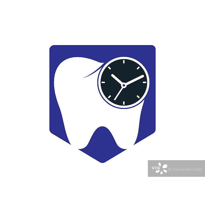 牙科时间矢量logo设计模板：牙齿和时钟图片素材