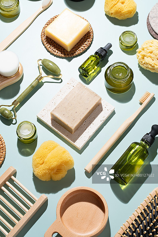 有机洁肤皂和护肤品图片素材