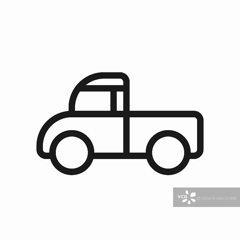 皮卡车线条图标：汽车和车辆符号，独立矢量图图片素材