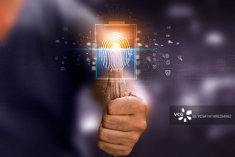 3D技术图解：指纹扫描仪集成到印刷电路中，释放二进制代码图片素材
