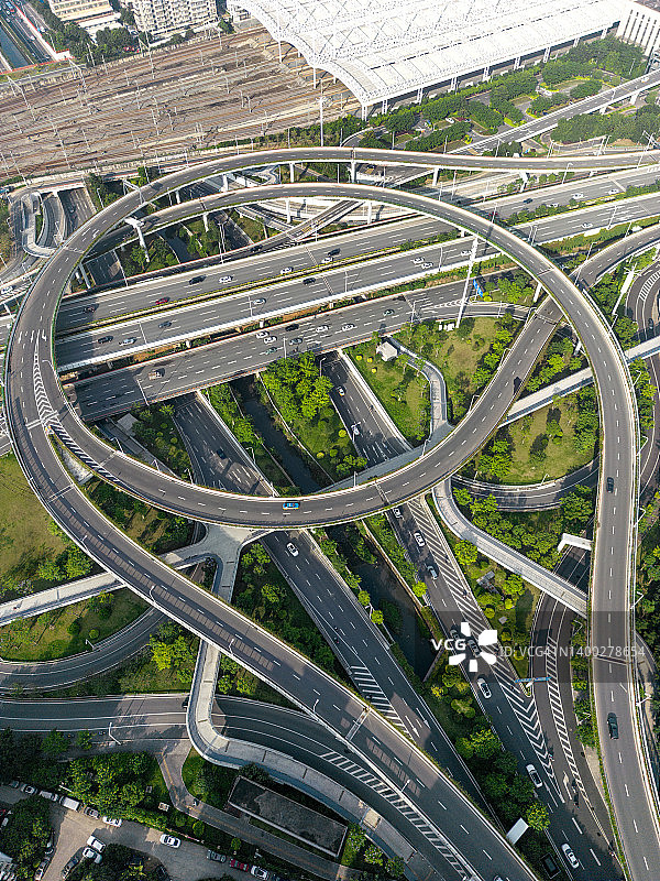 壮观的立交桥航拍视角图片素材
