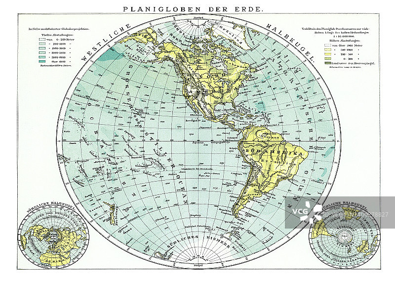 世界地图的古老彩 lithograph 插图图片素材