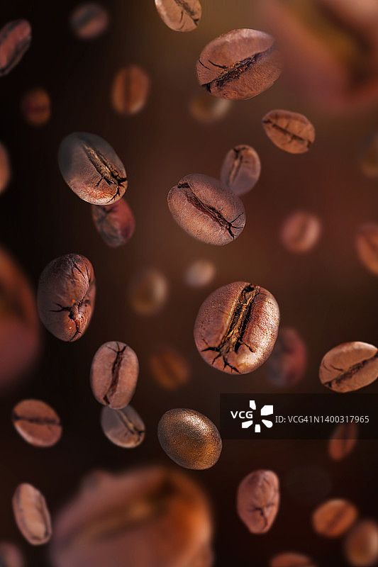 悬浮的咖啡豆图片素材