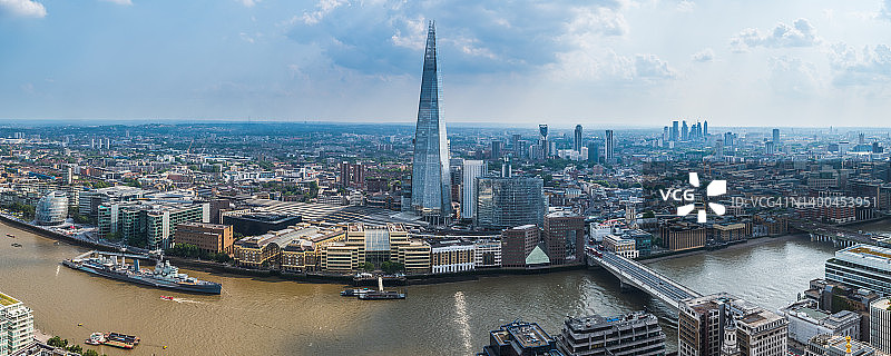 伦敦泰晤士河沿岸城市景观鸟瞰全景图片素材