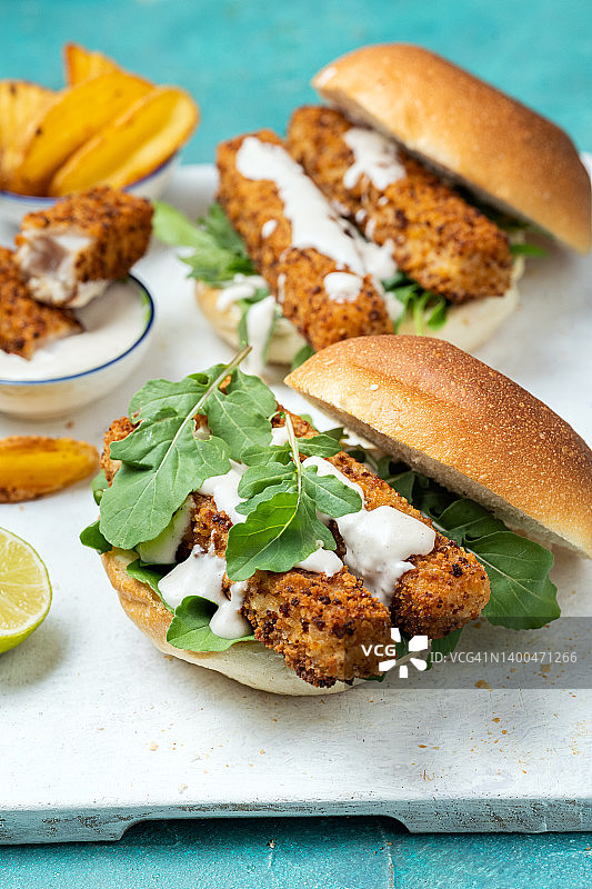 炸鱼条三明治图片素材