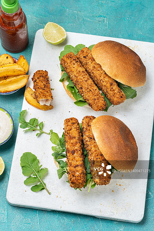 炸鱼条三明治图片素材