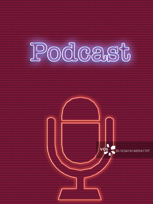 播客概念：霓虹灯麦克风图片素材