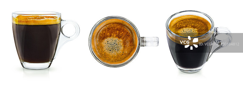 白色背景上的咖啡杯组合图片素材