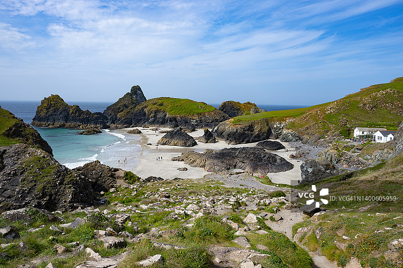 蜥蜴半岛附近的基南斯海湾和海滩，英国康沃尔图片素材