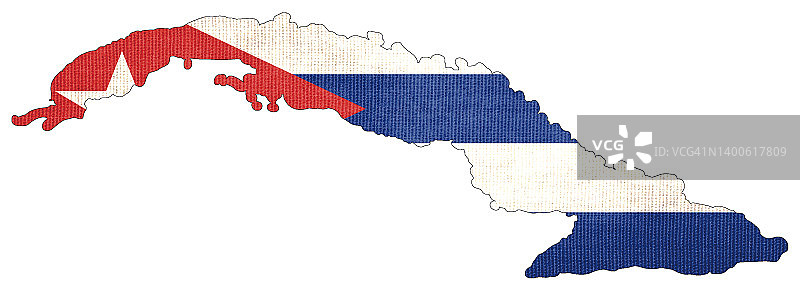 带有古铜纹理的古巴国旗的古巴地图图片素材