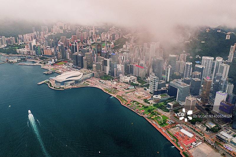 香港岛海岸线无人机景观图片素材