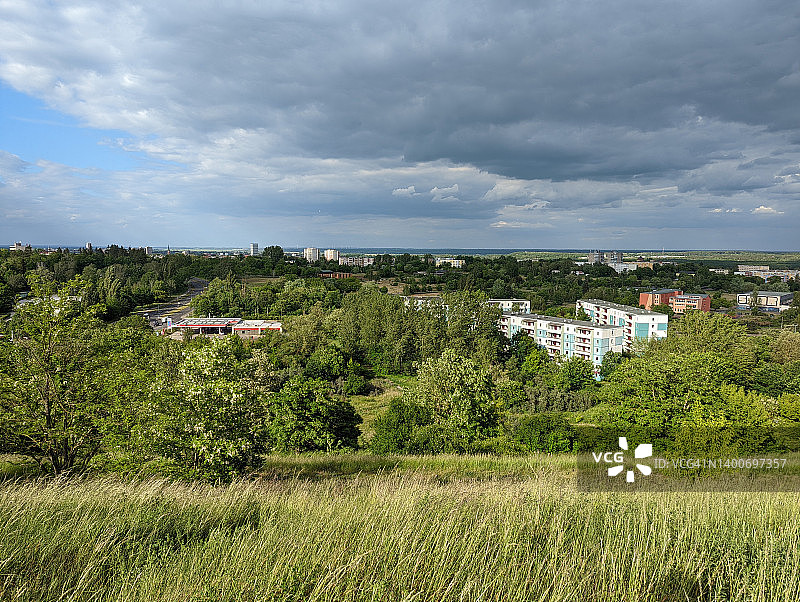 德国勃兰登堡州奥德河畔法兰克福鸟瞰景色图片素材