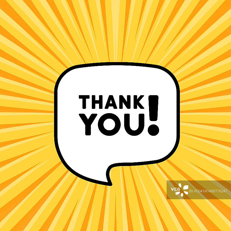 感谢文本语音气泡，复古漫画波普艺术风格矢量线条图标，用于商业和广告图片素材