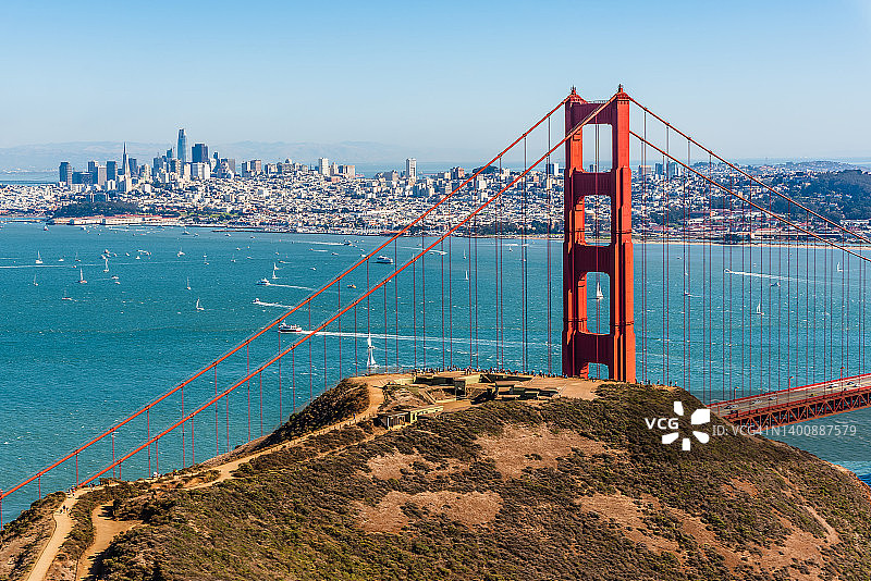 加利福尼亚旧金山湾区和金门大桥图片素材