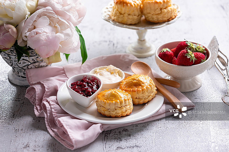 果酱奶油司康饼图片素材