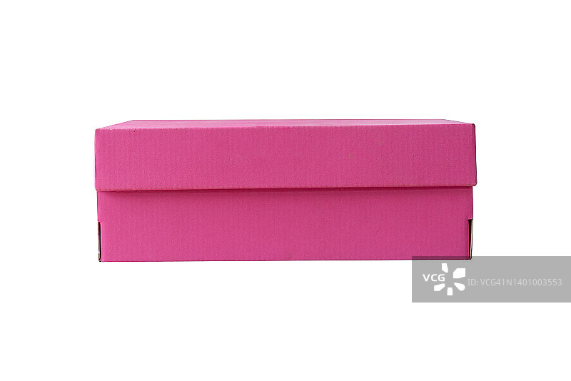 白色背景上的浅粉色纸盒特写图片素材