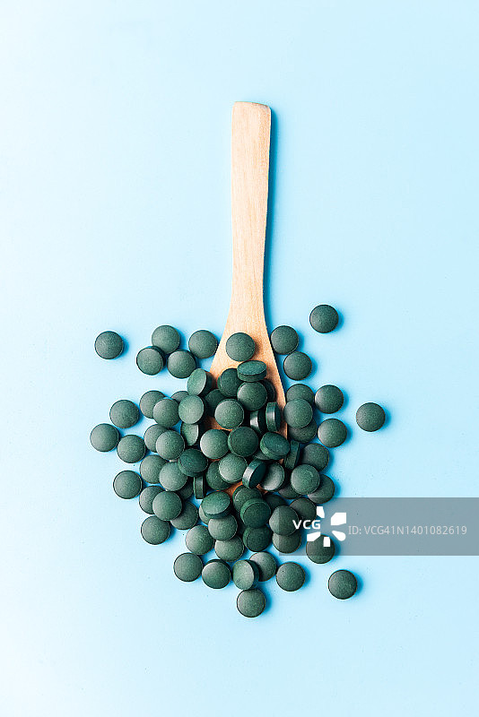 螺旋藻片剂特写图片素材