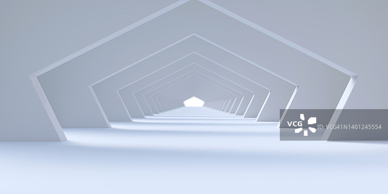 3D渲染抽象结构光线隧道图片素材