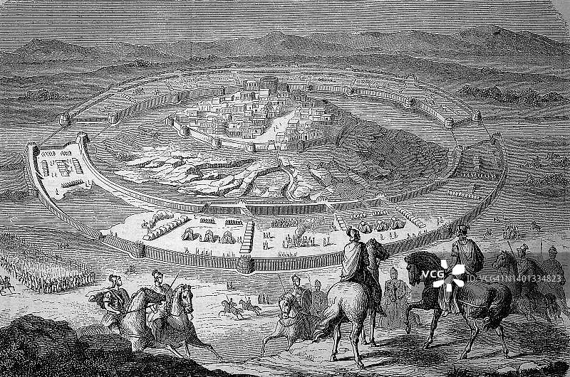 公元前133年努曼提亚战役：2万罗马人向努曼提亚凯尔特人投降图片素材