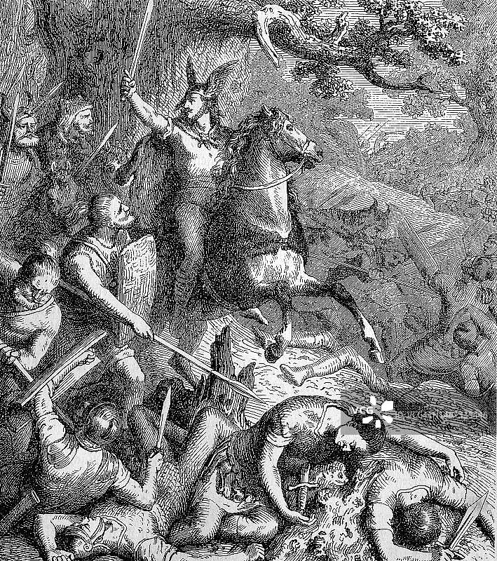 罗马人与日耳曼部落之间的战斗：条顿堡森林战役，公元9年古罗马历史图片素材