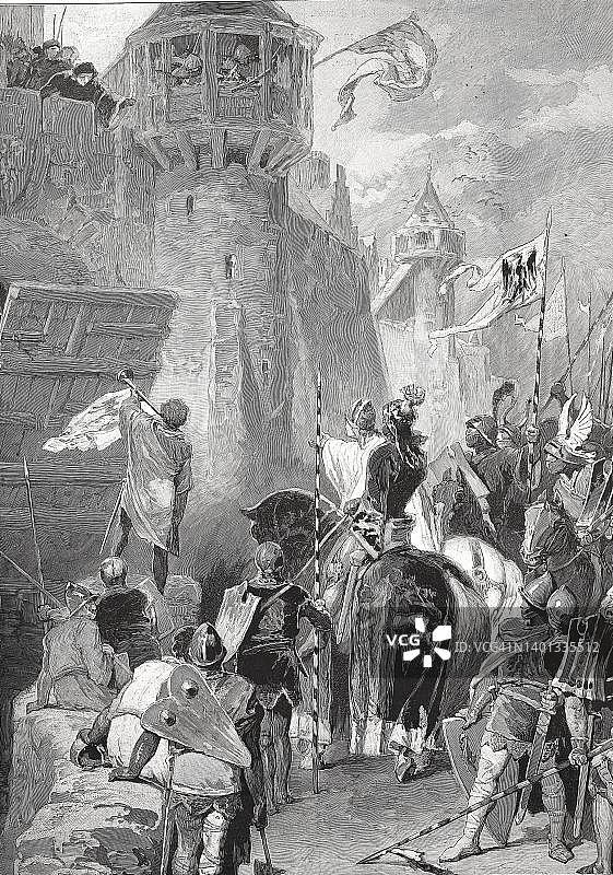 鲁珀特，莱茵河畔普法尔茨伯爵，巴伐利亚公爵，坎伯兰公爵，霍尔德内斯伯爵，19世纪历史数字化修复再现图片素材