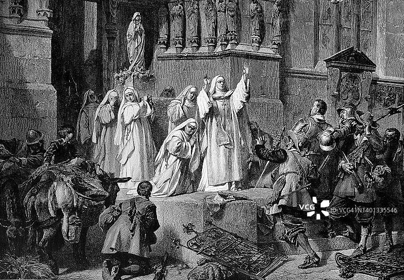 德国弗劳恩基姆湖修道院（1640年）：玛格达莱娜修女阻止了瑞典人摧毁修道院图片素材