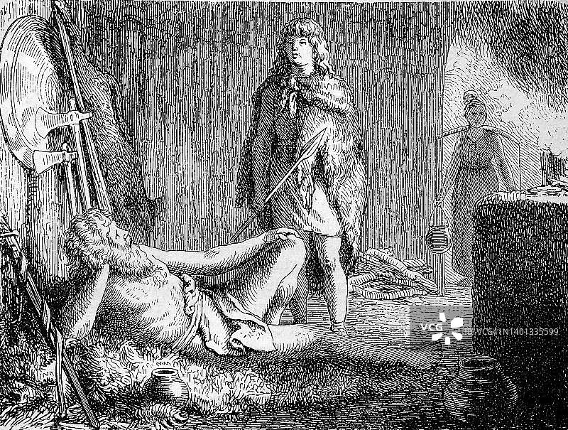 公元前10世纪条顿人或日耳曼部落的家园：古罗马、罗马帝国、意大利历史的19世纪数字修复图片素材