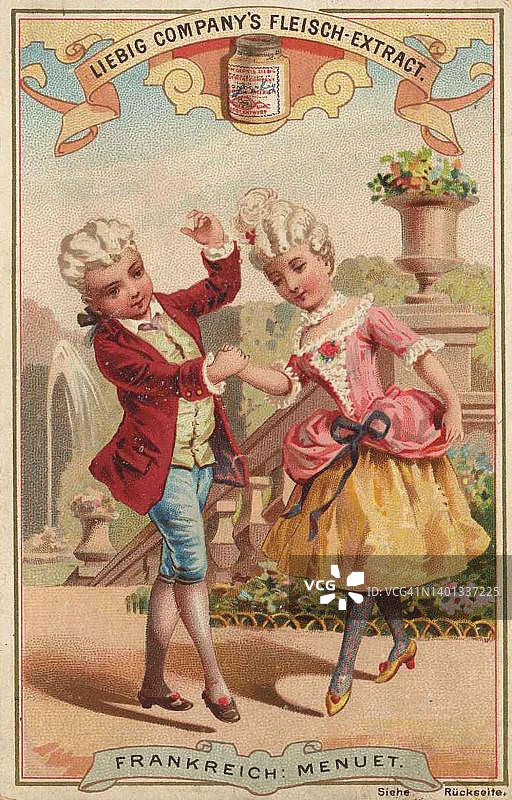 《各国舞蹈》系列图片：法国小步舞，1900年收藏家图片数字修复图片素材