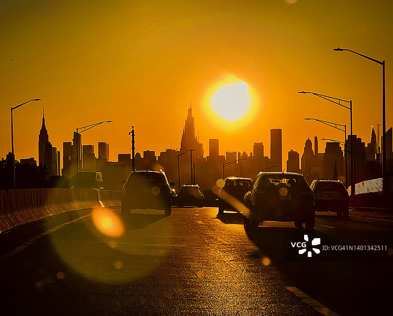 纽约天际线日落图片素材