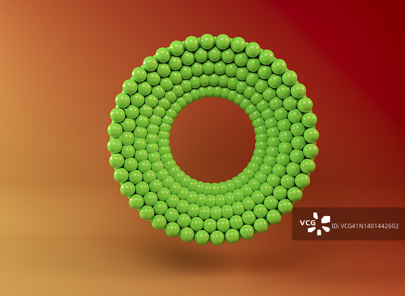 3D渲染绿色球体，扭曲形状图片素材
