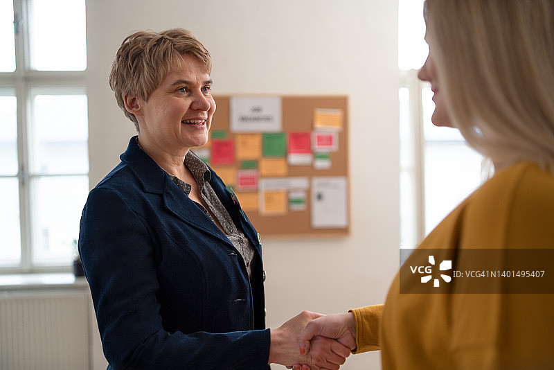 中年妇女在办公室面试乌克兰应聘者图片素材