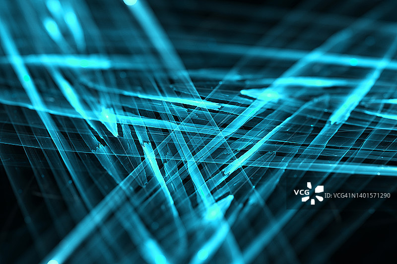 抽象未来主义三角形科技蓝绿色光分形背景图片素材