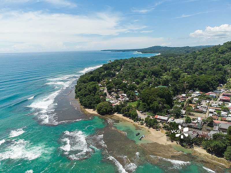 哥斯达黎加旧港：加勒比海边小镇航拍图片素材