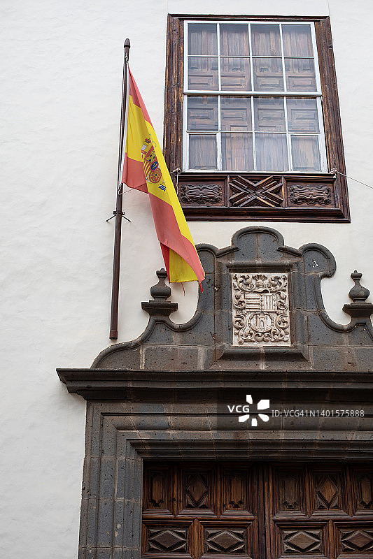 特内里费岛拉拉古纳的西班牙国旗图片素材