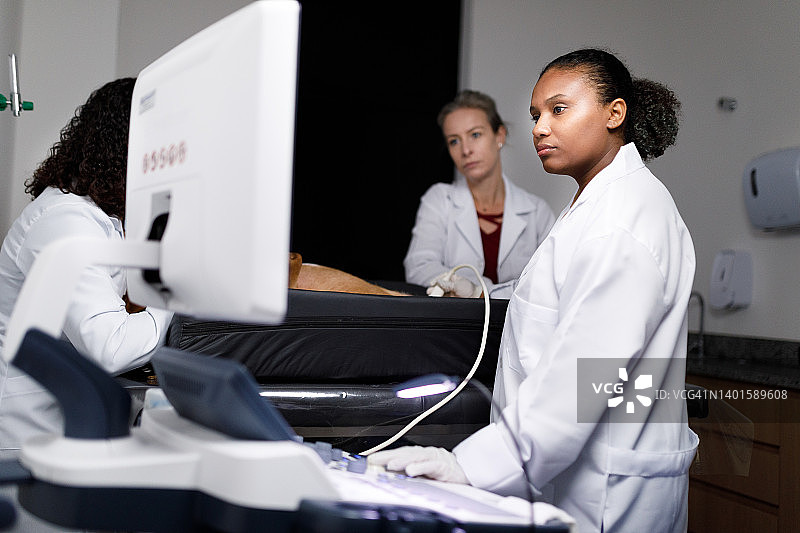 兽医进行超声波检查图片素材