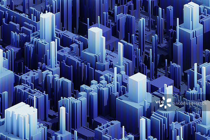 蓝色城市景观抽象背景图片素材