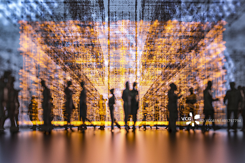 VR环境中的人物剪影图片素材