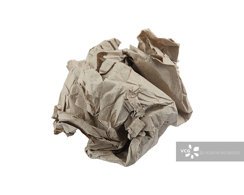 白色背景上的褶皱纸团图片素材